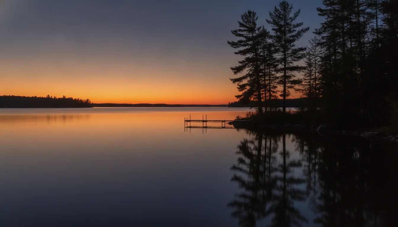 Kawartha Lakes shoreline at dusk